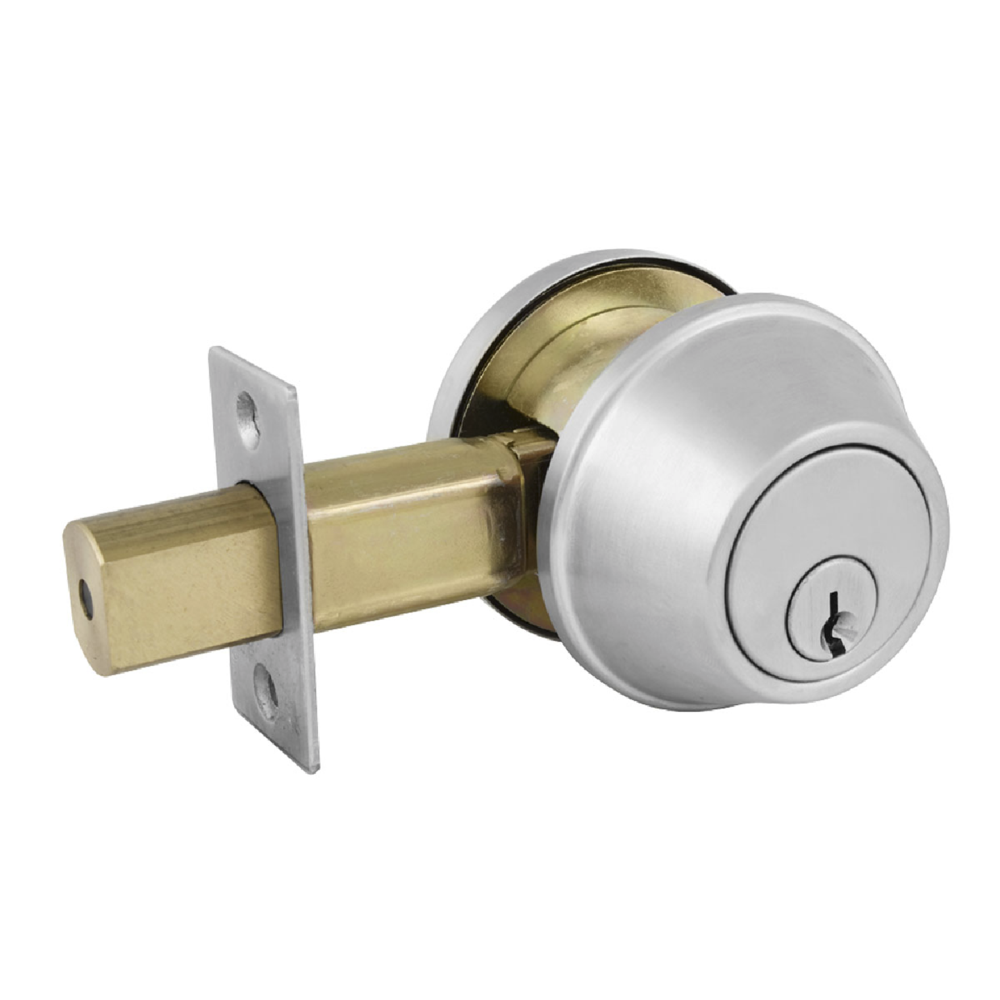 Commercial Single Cylinder Deadbolt In Brushed Chrome