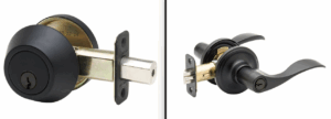 Copper Creek Black Coated Waverlie Lever Entry and Single Cylinder Deadbolt Combo - WLDB141BC